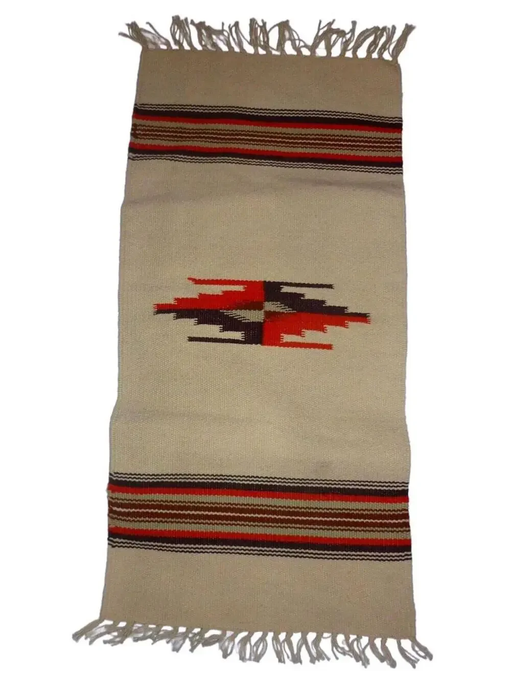 Vintage Ortega Chimayo Handwoven‎ Small Runner Wool Rug 14x31